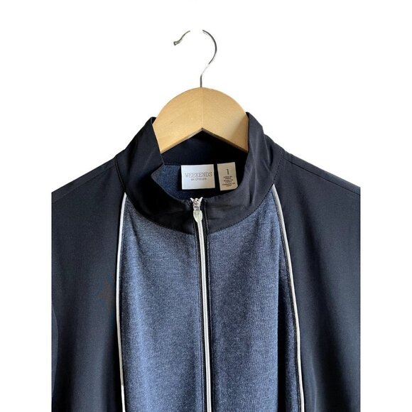 Chico's Weekends Charcoal Gray Black Full Zip Lightweight Jacket Size 1/Medium - Picture 4 of 6